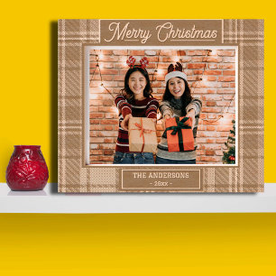 Merry Christmas rustic hoilday photo wooden etched Frames