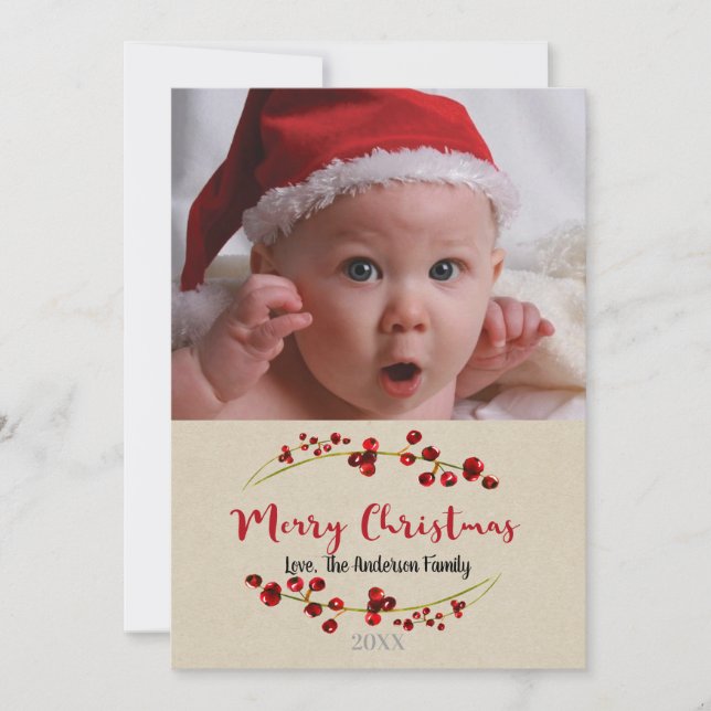 Merry Christmas Rustic Holiday Photo Picture (Front)
