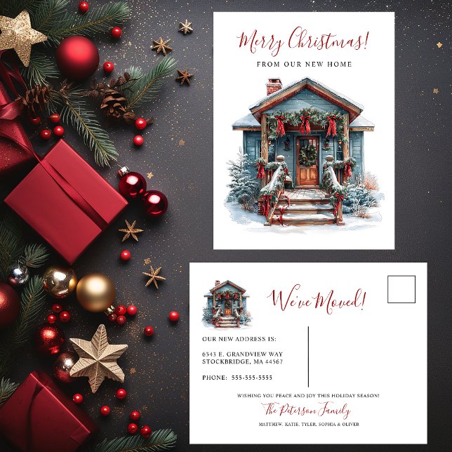 Merry Christmas Rustic New Home Front Door Moving Announcement Postcard (Creator Uploaded)