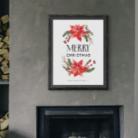 Merry Christmas Rustic Poinsettia Greenery