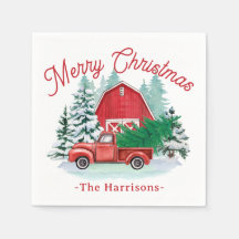  Merry Christmas Rustic Red Farmhouse Truck White