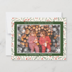 Merry Christmas Rustic Snowflake Photo Holiday