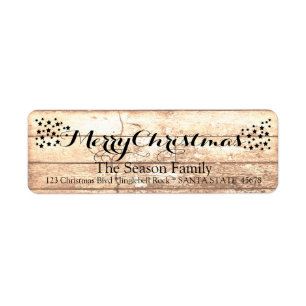 Merry Christmas Rustic wooden holiday label