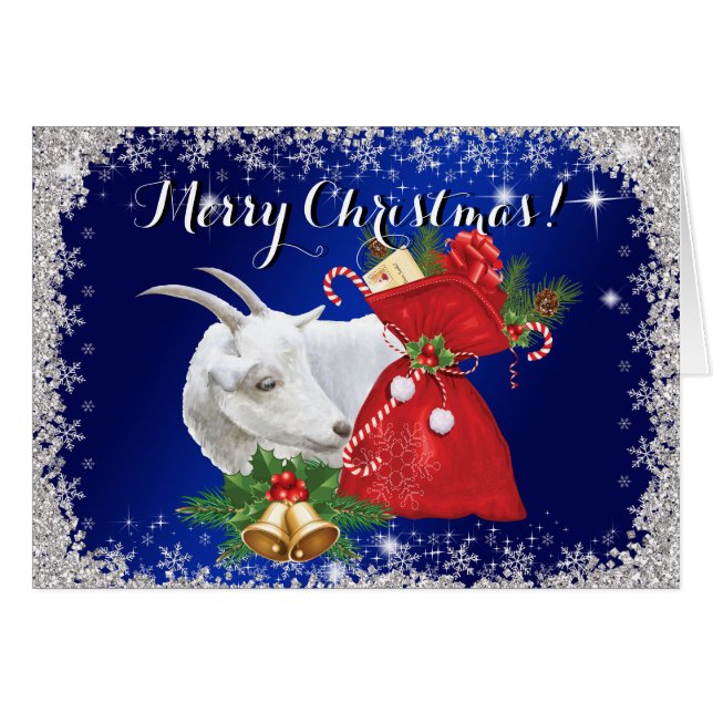 Merry Christmas Saanen Goat Christmas (Front Horizontal)