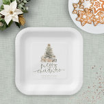 Merry Christmas Sage Script Tree Name Year Paper Plate<br><div class="desc">Merry Christmas Sage Script Tree Name and Year. Merry Christmas is in an elegant set script in sage and the rest of the text you can easily personalise.</div>