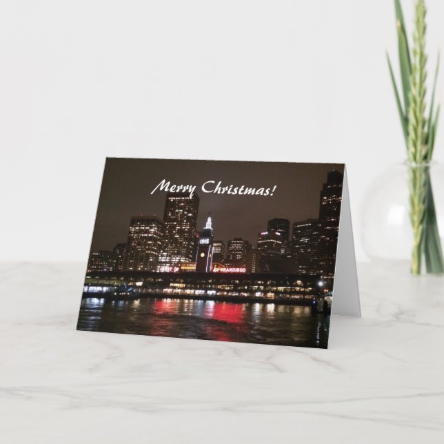 Merry Christmas! San Francisco at night Holiday Card (Front)