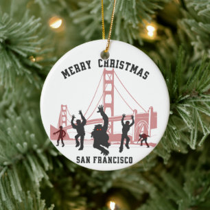 Merry Christmas San Francisco Souvenir Christmas Ceramic Ornament