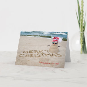 Merry Christmas sandy snowman for business Holiday Card