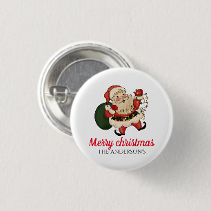 Merry christmas santa  1 inch round button