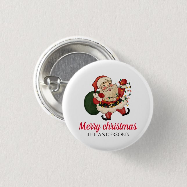 Merry christmas santa  1 inch round button (Front & Back)
