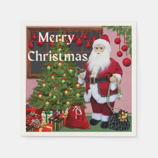  Merry Christmas Santa and Christmas Tree      Napkin