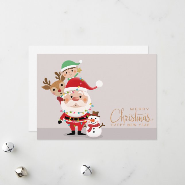 Merry Christmas Santa and Friends Holiday Card (Front/Back In Situ)