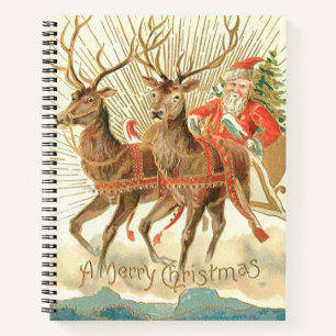 Merry Christmas (Santa and his Reindeer) Notebook