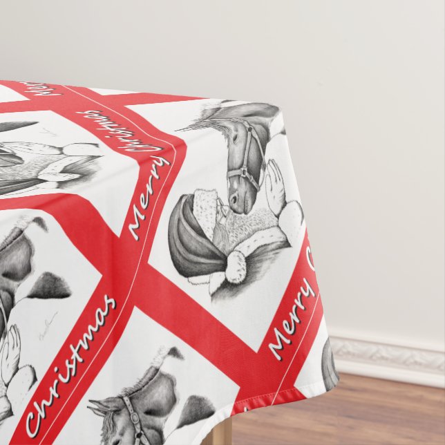 Merry Christmas Santa  and Horse Tablecloth (In Situ)