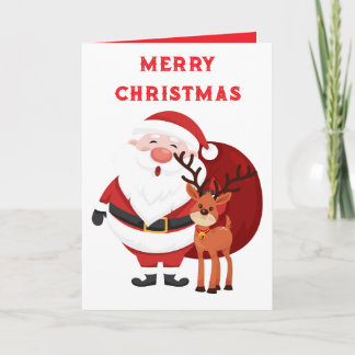 Merry CHRISTMAS SANTA AND REINDEER Card