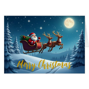 Merry Christmas Santa and reindeer card