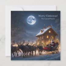 Merry Christmas Santa and Reindeer 