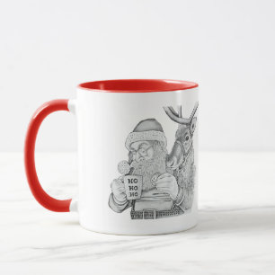 Merry Christmas Santa and Reindeer Mug