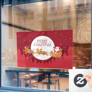 Merry Christmas Santa and Sleigh  Window Cling