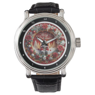 Merry Christmas Santa and Wreath Decorative  Watch