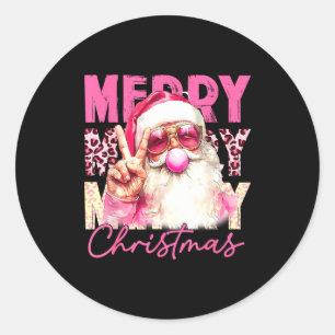 Merry Christmas Santa Bubble Gum Nk Xmas Family Me Classic Round Sticker