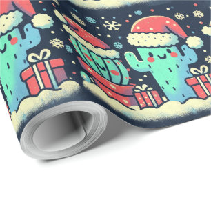 Merry Christmas Santa cactus plants  Wrapping Paper