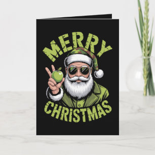 Merry Christmas Santa Camo Sunglasses Peace Xmas Card