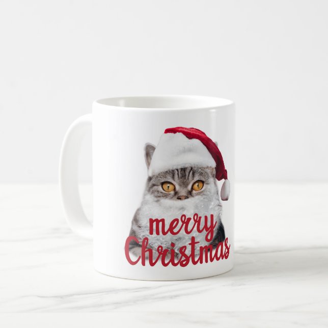 merry christmas santa cat mug (Front Left)
