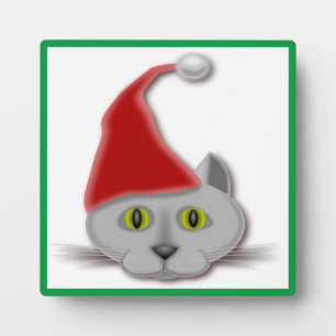"MERRY CHRISTMAS" SANTA CAT PLAQUE
