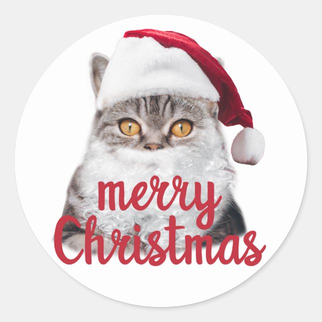 merry christmas santa cat sticker (Front)