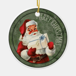 Merry Christmas Santa Ceramic Ornament