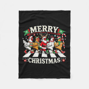 Merry Christmas Santa Chickens Lover Funny Farm An Fleece Blanket