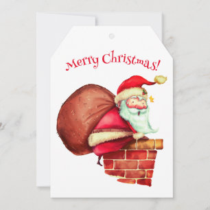 Merry Christmas Santa Chimney  Holiday Card