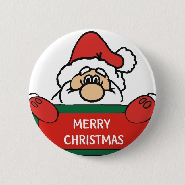 Merry Christmas Santa Claus 2 Inch Round Button (Front)