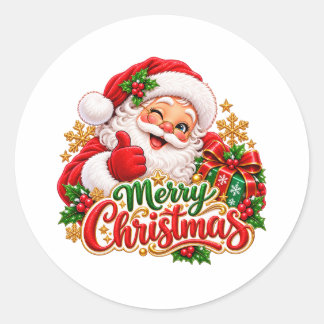 Merry Christmas Santa Claus 3 Inch Round Sticker