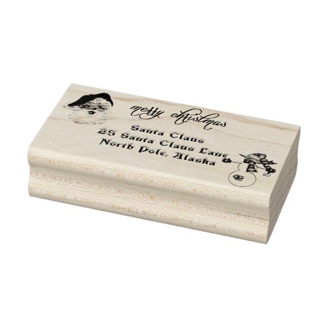 Merry Christmas Santa Claus Address North Pole Rubber Stamp (Stamp)