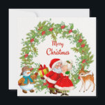 Merry Christmas Santa Claus and Mrs. Claus Holiday Card<br><div class="desc">Cute vintage Christmas illustration</div>