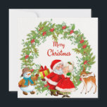 Merry Christmas Santa Claus and Mrs. Claus Holiday Card<br><div class="desc">Cute vintage Christmas illustration</div>