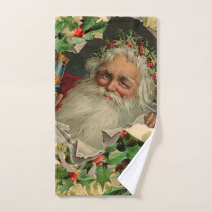 Merry Christmas Santa Claus Antique classic Bath Towel Set