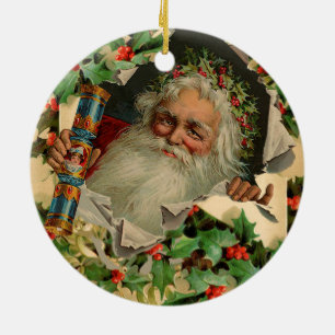 Merry Christmas Santa Claus Antique classic Ceramic Ornament