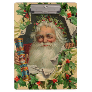 Merry Christmas Santa Claus Antique classic Clipboard