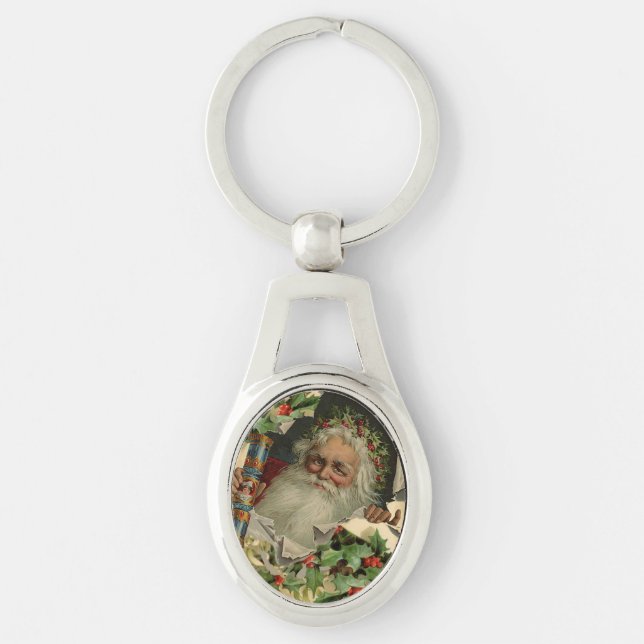 Merry Christmas Santa Claus Antique classic Keychain (Front)