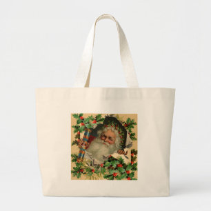 Merry Christmas Santa Claus Antique classic Large Tote Bag