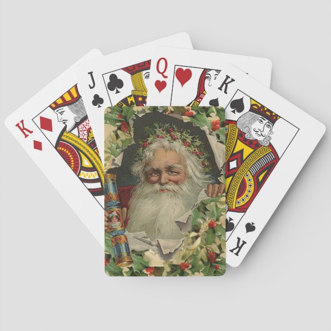 Merry Christmas Santa Claus Antique classic Playing Cards (Back)