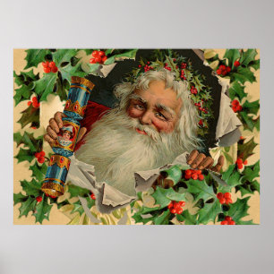 Merry Christmas Santa Claus Antique classic Poster