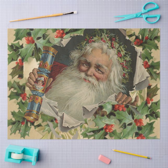 Merry Christmas Santa Claus Antique classic Tissue Paper (Craft)