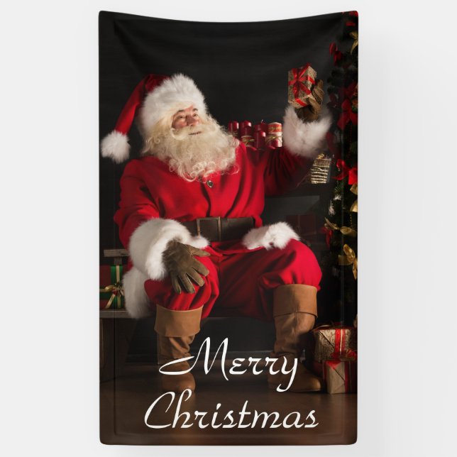 Merry Christmas Santa Claus Banner (Vertical)