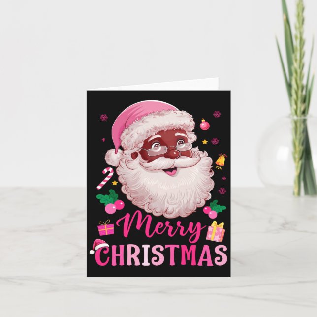 Merry Christmas Santa Claus Black Afro African Ame Card (Front)