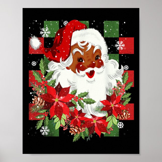 Merry Christmas Santa Claus Black Afro African Ame Poster (Front)