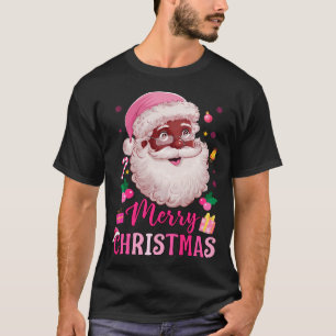 Merry Christmas Santa Claus Black Afro African Ame T-Shirt